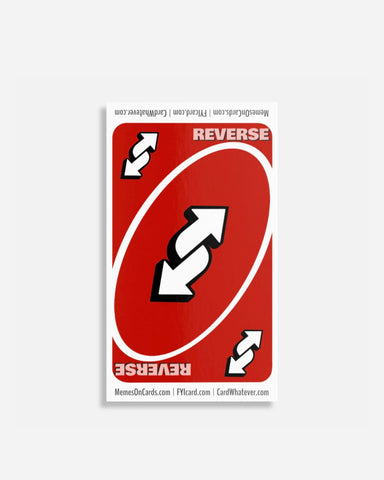 Card with 'REVERSE' text and arrows on a white background