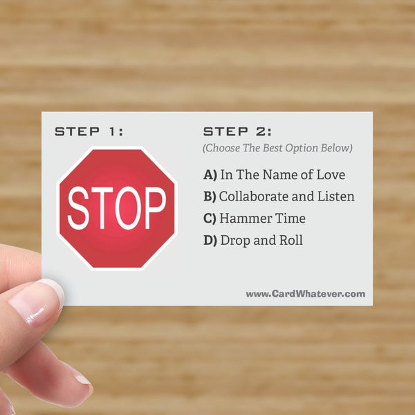 STOP (then select option)