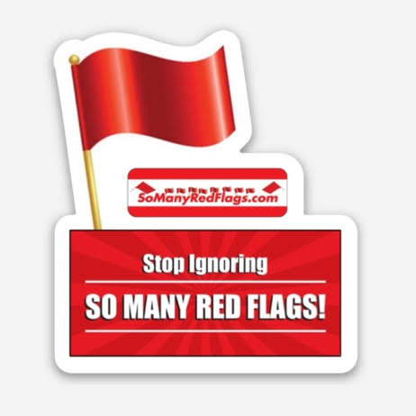 RED FLAG STICKER (Premium Die Cut Sticker - 1.77" x 2")